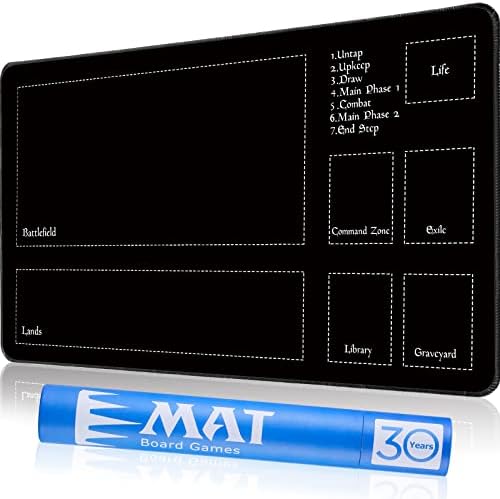 Stitched Playmat for MTG Magic The Gathering - Play Mat with Tube Case for MTG Card Game Playing(Black Zones)