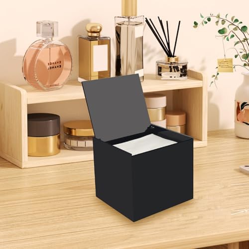 Disposable Face Towel Storage Box Compatible with Facial Towel XL, Acrylic Disposable Face Towelette Holder Container, Black