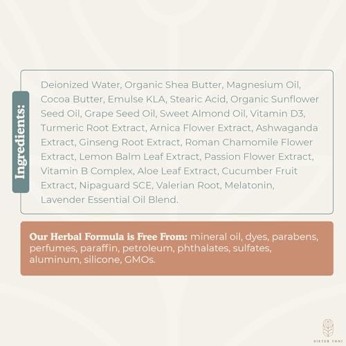 Magnesium Bedtime Butter with Lavender, Valerian Root, Vitamin D3 & Melatonin - Calming Natural Topical Magnesium Lotion - Handcrafted in Small Batches in the USA