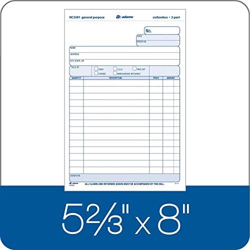 Adams General Purpose Unit Sets, 5.67 x 8.5 Inches, 2-Part, Carbonless, White/Canary, 400 Sets per Pack (NC2581)