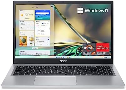 Acer Aspire 3 A315-24P-R7VH Slim Laptop | 15.6" Full HD | AMD Ryzen 3 7320U Quad-Core | AMD Radeon Graphics | 8GB LPDDR5 | 128GB NVMe SSD | Wi-Fi 6 | Windows 11 Home