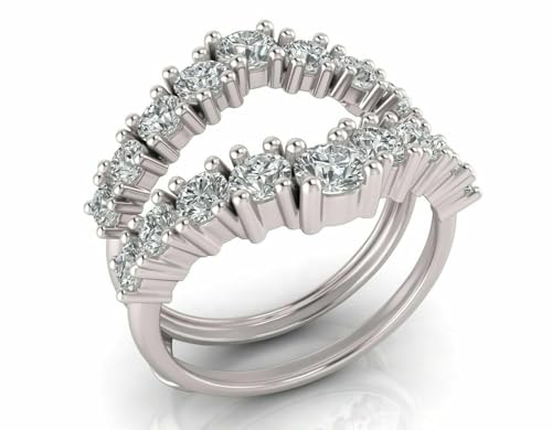 2.00 Ct Round Lab Created Diamond 14K White Gold Finish Enhancer Wrap Wedding Ring (YELLOW, 6)