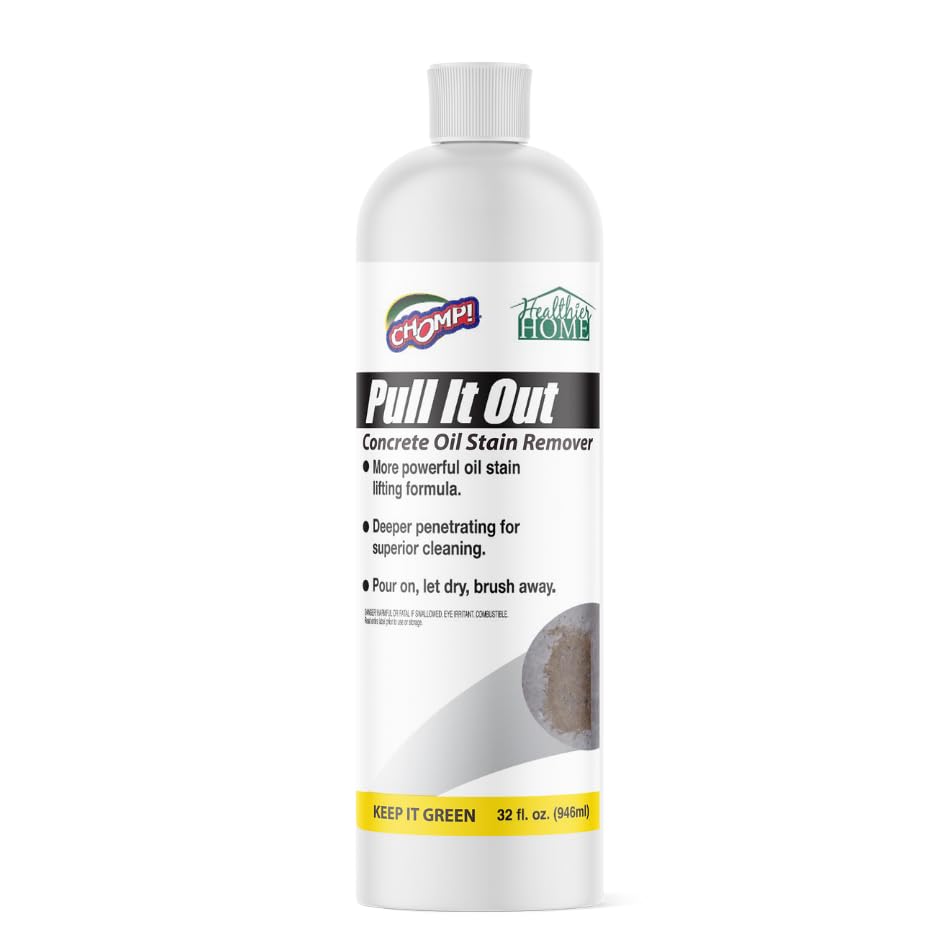 CHOMP! Concrete Oil Stain Remover: Pull It Out Removes and Cleans Oils, Greases from Garage Floors & Driveways 32 Fl Oz