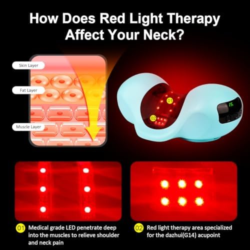 USUIE Red Light Therapy Neck Traction Pillow, Neck Stretcher for Neck Pain Relief, Cervical Traction Device for Tension Headache and Neck Hump Corrector with 10000 mAh Power Bank