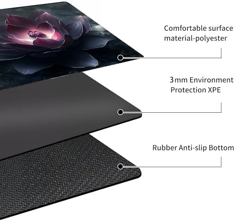 MTG Playmat Non-Slip Rubber Backing Printing Commander Board Game Desk Mat Duel Mat TCG PTCG Playmat 24x14 inches and Free Storage Bags (Black Lotus)