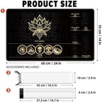 MTG Playmat with Play Zones – Magic Play mat Card Game Mat for Magic The Gathering, Lotus & Basic Lands Design, 24x14 inch, Stitched Edge, Non-Slip Base with Prismatic Playmat Tube-Gold Zone