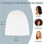 LULUSILK Mulberry Silk Bonnet for Sleeping Women, Real Silk Sleep Cap for Curly Hair and Braids, Pure Silk Head Wrap with Scrunchies, White