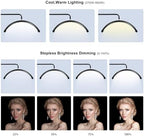 Eyelash Lamp - Dimmable LED Floor Lamp Lash Light for Eyelash Extensions, Salon SPA, Esthetician, Tattoo Artists - Rotating Half-Moon Head, Shadowless Lighting, Adjustable Brightness (Classic Black)