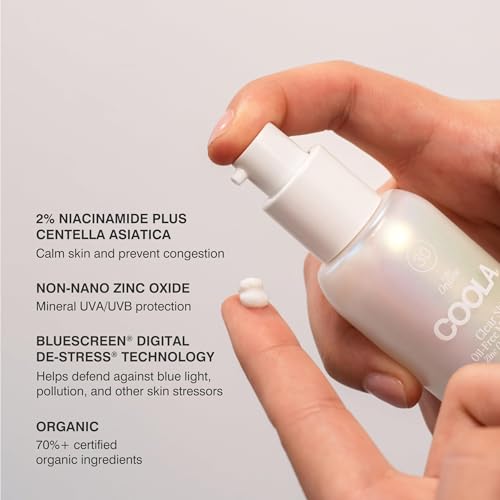 COOLA Clear Skin Oil-Free Moisturizer with SPF 30, Dermatologist Tested Sunscreen with Niacinamide & Centella Asiatica, 1.1 Fl Oz