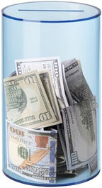 Hicocool Clear Piggy Bank for Adults Kids Must Break to Open, Blue Acrylic Piggy Bank Unopenable Money Savings Jar (8" H x 5" D)