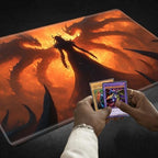 Playmats for Magic: The Gathering MTG Card Game Mat Plus 50 Pcs Card Sleeves, 24 x 14 inch TCG Mat with Stitched Edge for Commander Deck Duskmourn Board Game, Art of Dark Queen
