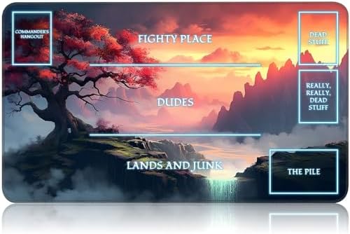 for MTG Game Playmat, for Magic TCG Rubber Play mat,Tabletop Card Playmats with Smooth Surface,Trading Card Inked Game Mat with White Zones,Battle Game,Art Tree Sky