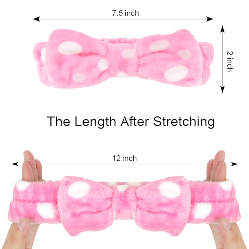 Casoty 12 Pcs Spa Headbands, Skin Care Headband, Soft Coral Fleece Makeup Head Bands, Bow Hair Band for Face Washing Shower Skin Care Yoga