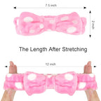 Casoty 12 Pcs Spa Headbands, Skin Care Headband, Soft Coral Fleece Makeup Head Bands, Bow Hair Band for Face Washing Shower Skin Care Yoga