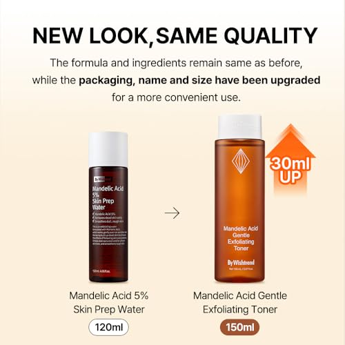 [BY WISHTREND] 5% Mandelic Acid Gentle Exfoliating Toner | AHA BHA with CICA, Licoric Root, Hyaluronic Acid, Beta-Glucan for Sensitive Skin with Dark Spots & Dullness & clogged pores,150ml