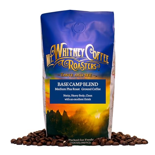 Mt. Whitney Base Camp Blend Coffee Beans - Medium Dark Roast Coffee, Low Acid Coffee - Ground Coffee, 5 pound (Pack of 1)