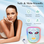 Red Light Therapy for Face, 7＋1 Colors LED Face Mask Light Therapy with 850NM Near-infrared, Portable Rechargeable Red Light Therapy Mask Skin Care Device at Home and Travel for Anti-Aging