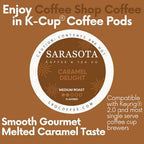Sarasota K-Cup Coffee Pods | Medium Roast Flavored Coffee | Salted Caramel Cream | Single Serve for Keurig Brewers | Gourmet, Low Acid, Mold Free | 24 Count