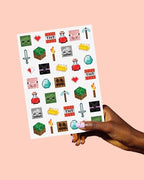 xo, Fetti Pixel Mining Video Game Temporary Tattoos - 74 Silver Foil Pcs | Birthday Accessory, Kids Pixel Birthday Party Favor, Cute Activity