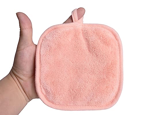 Makeup Remover Cloths for Face, Eye, Lips - Reusable Makeup Remover Pads Soft Microfiber Facial Cleansing Cloths 5 x 5 inch 12 Pack (Coral)