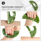 Jade Stone Gua Sha Massage Tool Large Guasha Board with Handle Muscle Scraping Massage Tools Body Sculpting Anti Cellulite Spa Acupuncture Tools for Back Neck Leg Massage, Lymphatic Drainage