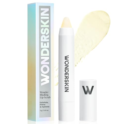 Wonderskin 3-in-1 Lip Scrub Exfoliator & Moisturizer, Lip Exfoliator Scrub, Hydrating Balm for Soft, Nourished, Flake-Free Lips with One-Step Prep, 0.10oz