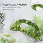 Jade Stone Gua Sha Massage Tool Large Guasha Board with Handle Muscle Scraping Massage Tools Body Sculpting Anti Cellulite Spa Acupuncture Tools for Back Neck Leg Massage, Lymphatic Drainage