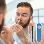 2024 New Double Sided Nose Hair Knife, 2-in-1 Nasal Hair Cutter, Nostril Hair Remover Tool, Portable Manual 360° Rotating Nose Hair Trimmer with Ear Picker for Women Men (5Pcs)