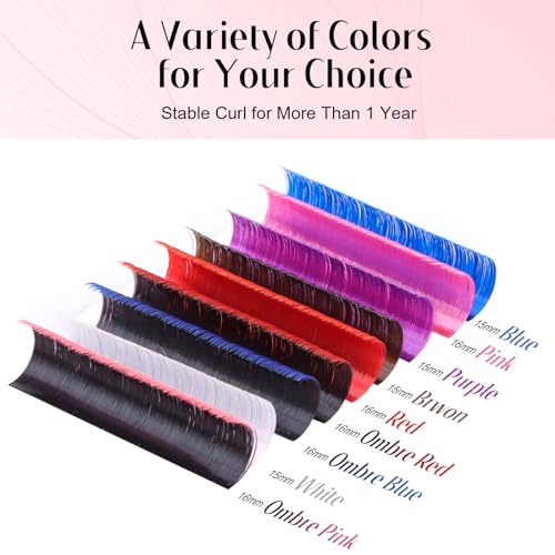 ALLOVE Colored Eyelash Extension Super Easy Fan Brown Volume Lash Extensions 0.05mm D Curl 12-15mm Mixed Tray Rapid Blooming Colorful Volume Lashes Self Fanning Lash Extension Supplies