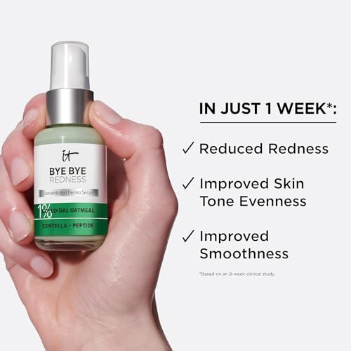 IT Cosmetics Bye Bye Redness Serum - Skin-Calming & Hydrating Face Serum - Instantly Neutralizes Facial Redness - 1% Colloidal Oatmeal, Centella, Peptide & Niacinamide – All Skin Types - 1 fl oz