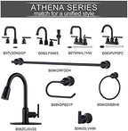WOWOW Two Handles Widespread 8 inch Bathroom Faucet Black 3 Pieces Basin Faucets 360 Degree Swivel Spout Lavatory Sink Faucet