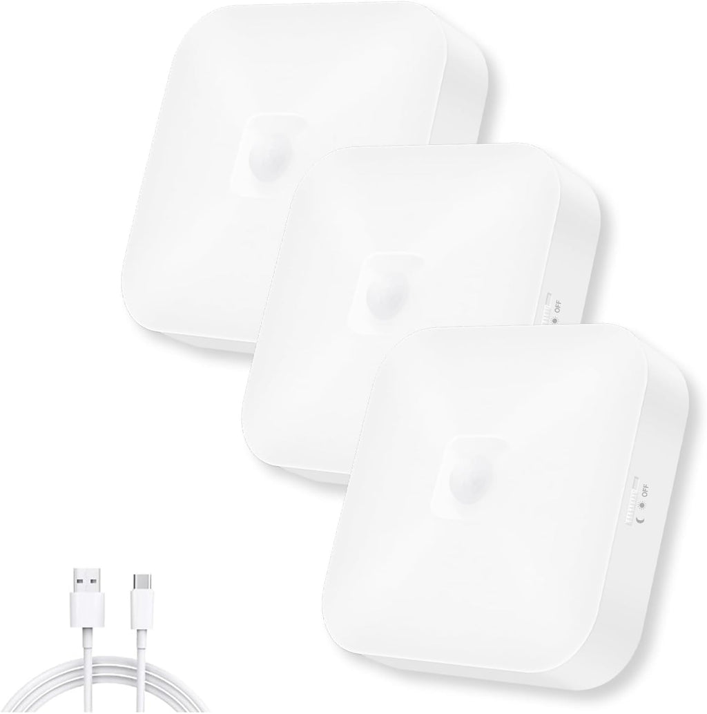 Rechargeable Motion Sensor Closet Light, Rechargeable Battery Operated Ceiling Light Wireless, 500LM Wireless Motion Activated Light for Shower Stairs Hallway Pantry Porch Garage, 5000K 3 Pack