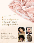 Yanibest Luxury Non-Slip Shower Cap for Women, Adjustable Waterproof Shower Cap, Reusable Cute Shower Cap Hair Cap to Keep Hair Dry