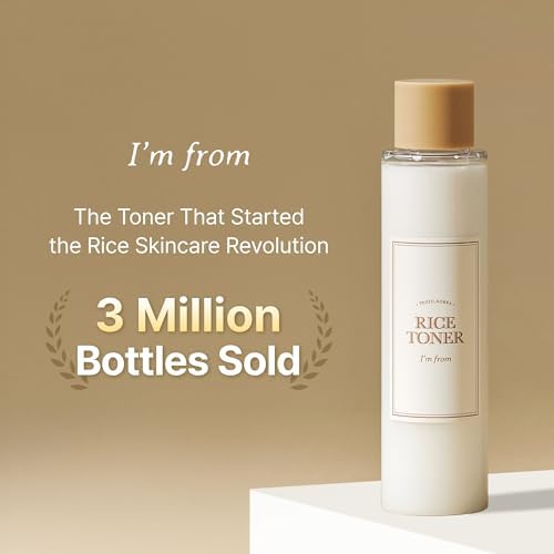 I'm from Rice Toner, Milky Toner for Glowing Skin, Korean Rice, Glow Essence with Niacinamide, Hydrating for Dry, Dull, Combination Skin, Vegan, Fragrance Free, Glass Skin 5.07 Fl Oz