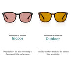 2 Pack Indoor FL-41 Pink & Outdoor Fluorescent-60 Brown Tinted Migraine Light Sensitivity Glasses for Photophobia, Fluorescent LED Glare and Computer, Two Pairs Blue Light Blocking Eyeglasses