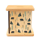 Wooden Piggy Bank for Kids and Adults, Personalized Gift Handmade in USA by BloomOwl, Custom Piggy Bank, Personalized Banks for Kids, Gifts for Baby Boys and Girls (Minimal Bear)