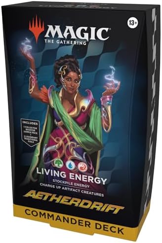Magic The Gathering Aetherdrift Commander Deck - Living Energy (100-Card Deck, 2-Card Collector Booster Sample Pack + Accessories)