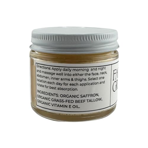 Saffron Infused Tallow cream, Made with Organic Ingredients, Hand crafted in USA