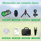 12x60 HD Monocular Telescope for Adults with Smartphone Adapter Tripod Hand Strap - High Power Monoculars Equipped with Large BAK4 Prism & FMC Lens - Suitable for Bird Watching Sports Hiking Traveling
