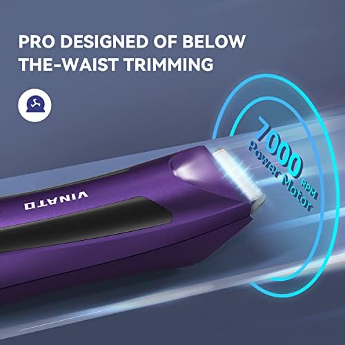 VINATO Electric Body Hair Trimmer - Manscape Ball Trimmer, Groin Hair Trimmer for Men, Waterproof Ball Shaver, USB Recharge Dock Replaceable Ceramic Blade, 90 Mins Battery Life