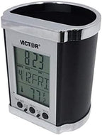 Victor PH500 Electronic Pencil Cup w/LCD Display, Temperature in Farenheit & Celsius, Time, Date, Day of Week, Great for Home and Office Desks, Black & Chrome