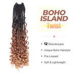 ToyoTress Boho Island Twist Crochet Hair - 12 Inch 8 Packs Long Ombre Brown 3 Tones Boho Havana Twist Crochet Braids Synthetic Braiding Hair (18 Inch,OT30/27-8P)