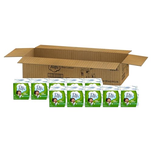 Puffs Plus Lotion Facial Tissues, 10 Cubes, 56 Tissues per Box, Allergies and Colds