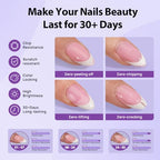 BTArtbox XCOATTIPS Builder Gel and Top Coat Set - 20g Solid Gel Glue with Portable Nail Lamp, No More French Tips Chipping, Long Lasting 30+Days French Protection Duo Nail Extension Tool