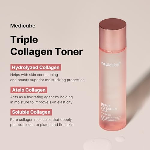 Medicube Triple Collagen Toner - Hydrolyzed, Atelo, & Soluble Collagen for Deep Hydration & Plump Skin - Fast-Absorbing Formula for All-Day Suppleness, Korean Skincare (4.73 fl.oz.)