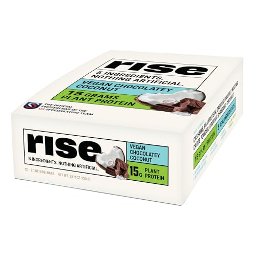Rise Pea Protein Bar - Chocolately Coconut | Breakfast Bar & Protein Snack 15g Protein Just 5 Whole Food Ingredients Non-GMO Gluten-Free Soy Free