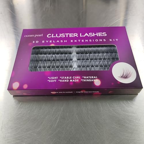Individual Lashes 120 Cluster Lashes DIY Eyelash Extension Thin Band Wide Stem Lash Clusters with Applicator and Lash Bond and Seal Lash Extension Kit Mix 10-16mm Length C/D Curl - OP06