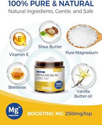 Magnesium Cream for Sleep - Topical Magnesium Lotion for Leg Cramps & Pain, Muscle Relaxation, Calm - Natural Body Butter for Deep Hydration - Safe for Kids (Vanilla)