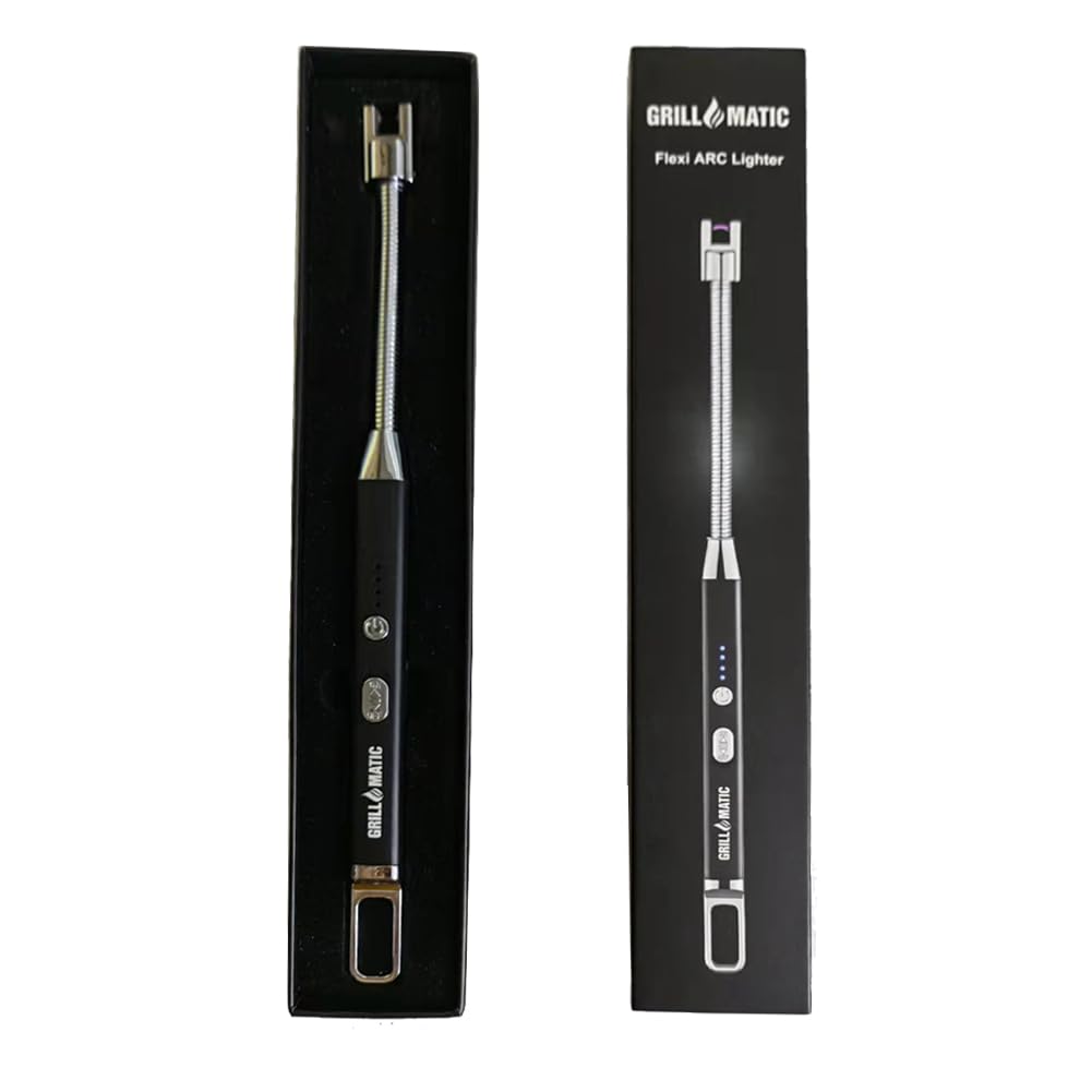 GRILLMATIC Windproof, Rechargeable, Flexible Neck, Lithium Ion, Electronic, Butane Free, Flameless, USB Grill Lighter