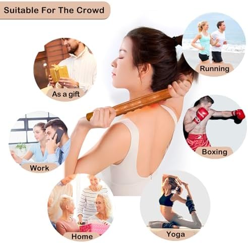 Wood Therapy Massage Stick, 2 in 1 Double Row 12 Beads Maderoterapia Kit Wood Gua Sha Massage Tool, Wooden Gua Sha Lymphatic Drainage Massager Tool for Body Shaping